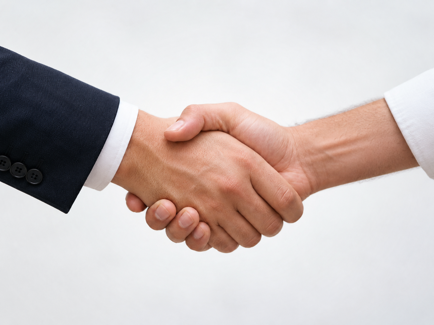 Two professionals shaking hands on a partnership